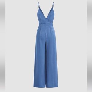 Solid V-Neckline Jumpsuit